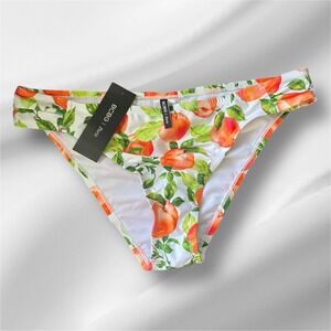 BCBG Women's Rusched Tab Peach Print Bikini  Swim Bottom Size XXL - NWT